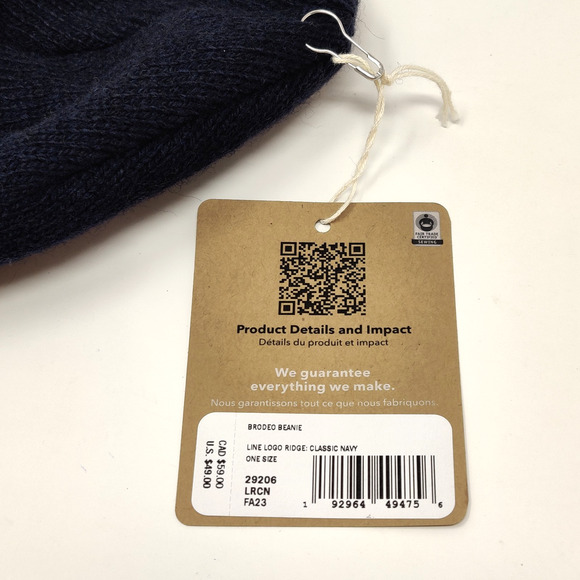 Patagonia Unisex Brodeo Beanie Line Logo Ridge Classic Navy Recycyled Wool NWT - Picture 4 of 8